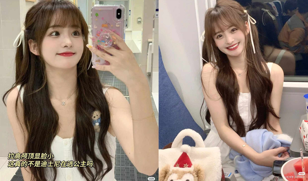 2、甜美可爱「丝带公主头」编发