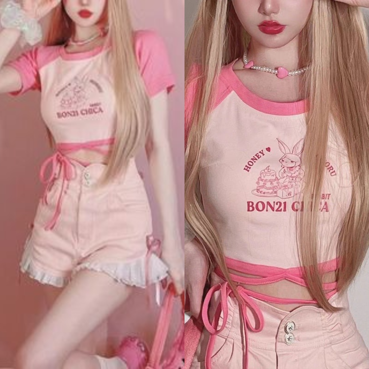 5、多巴胺学院风甜辣少女短袖上衣