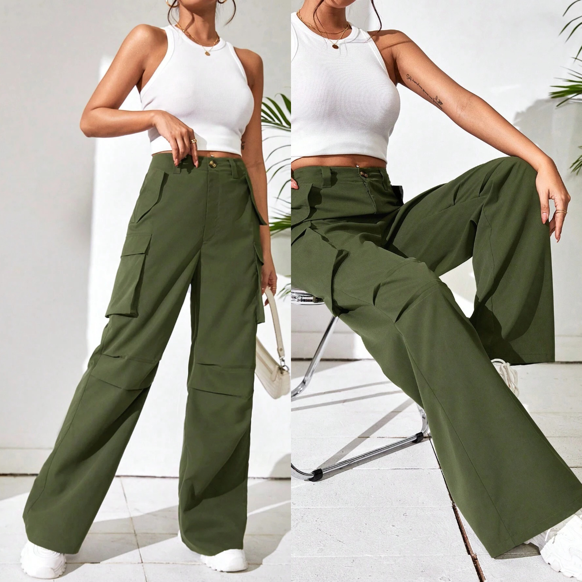 5、SHEIN EZwear Flap Pocket Side Cargo Pants