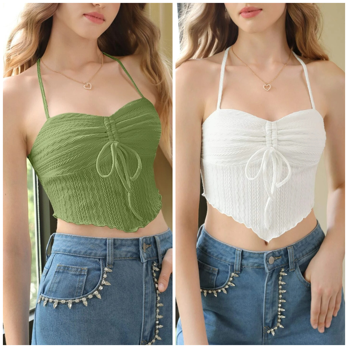 1、SHEIN MOD Solid Drawstring Halter Top