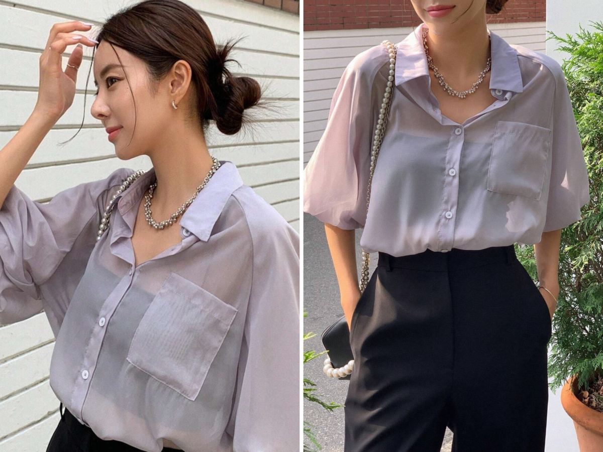 3、DAZY Solid Button Front Pocket Patched Shirt