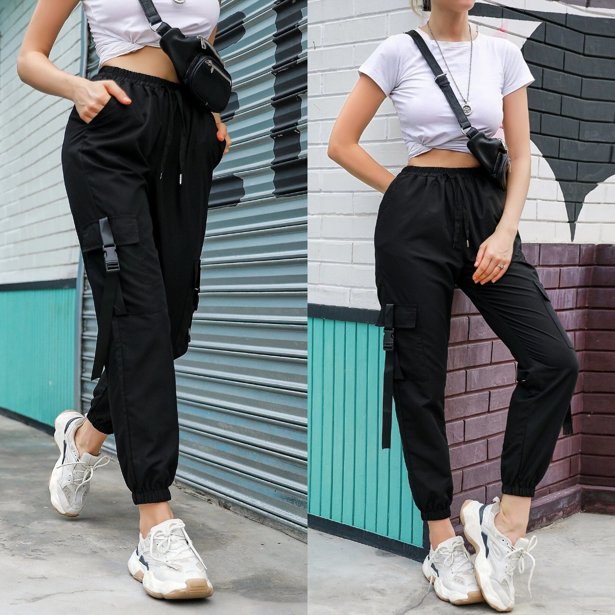 6、SHEIN Coolane Flap Pocket Buckle Cargo Pants
