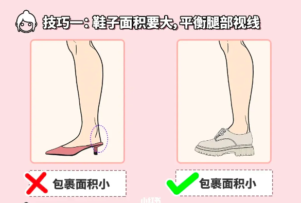 技巧1、鞋子面积