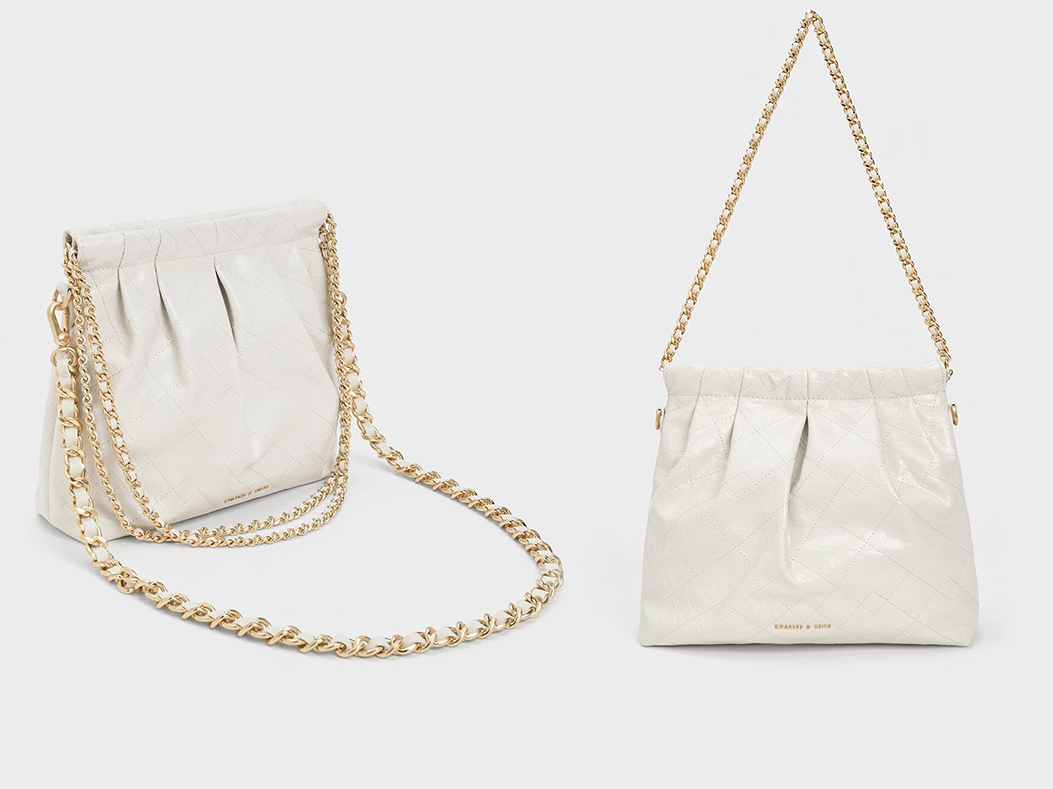 2、Duo Chain Handle Shoulder Bag - White