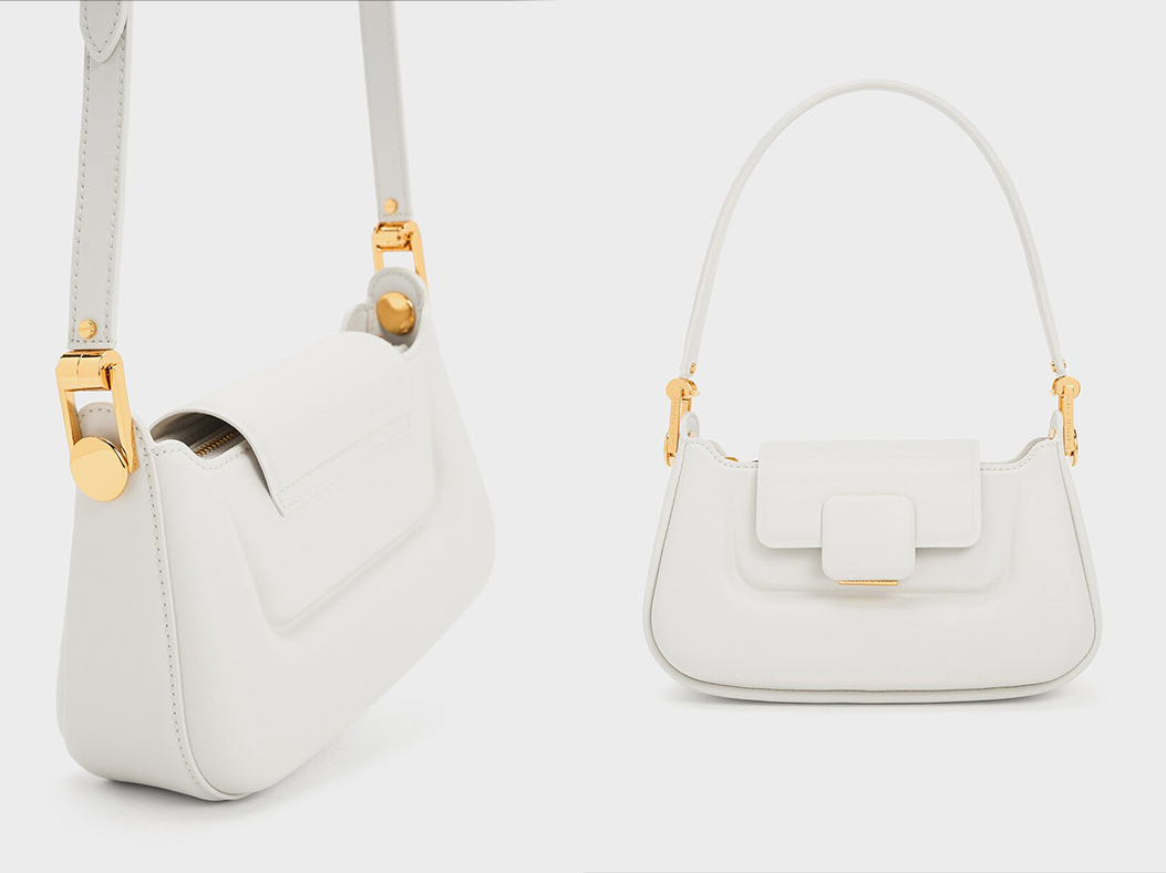 5、Koa Push-Lock Top Handle Bag - White