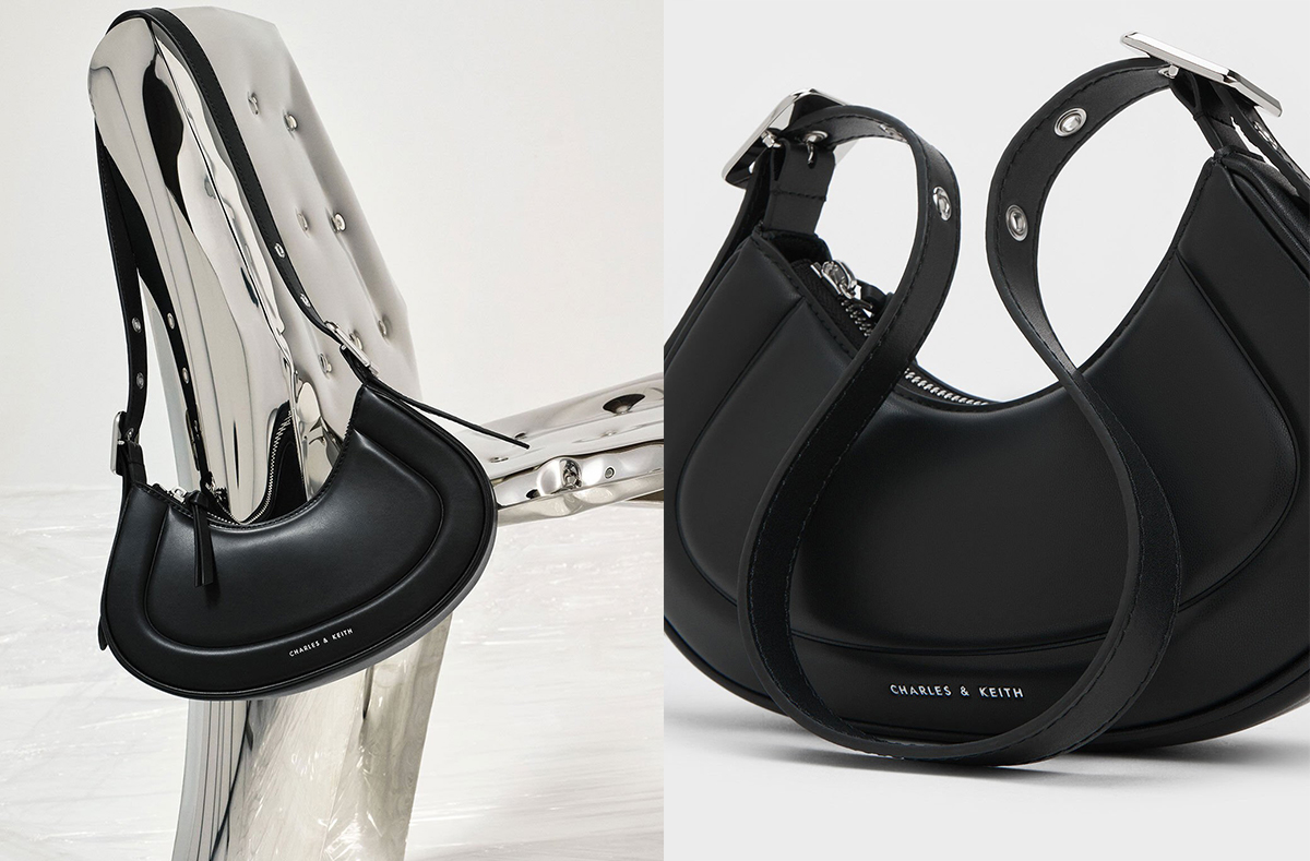 2、Petra Curved Shoulder Bag - Black