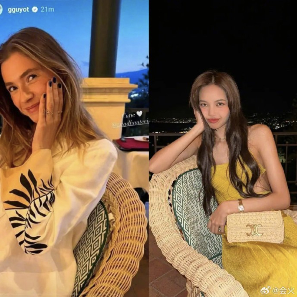 Lisa 和 Arnault 二嫂在多个一样的地方打卡