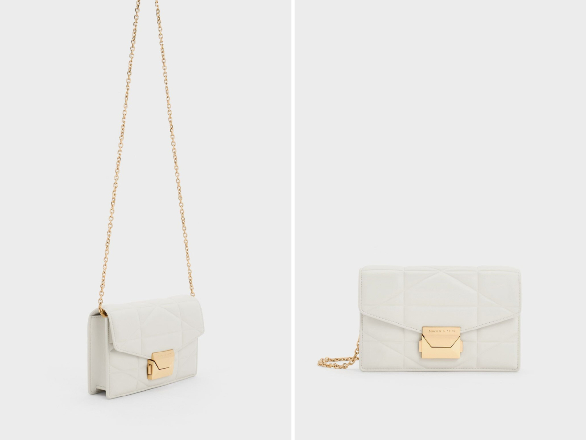 6、Blanche Chevron Chain-Strap Clutch