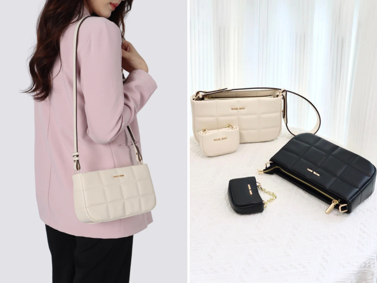 3、Nancy Square Grid Hobo Bag