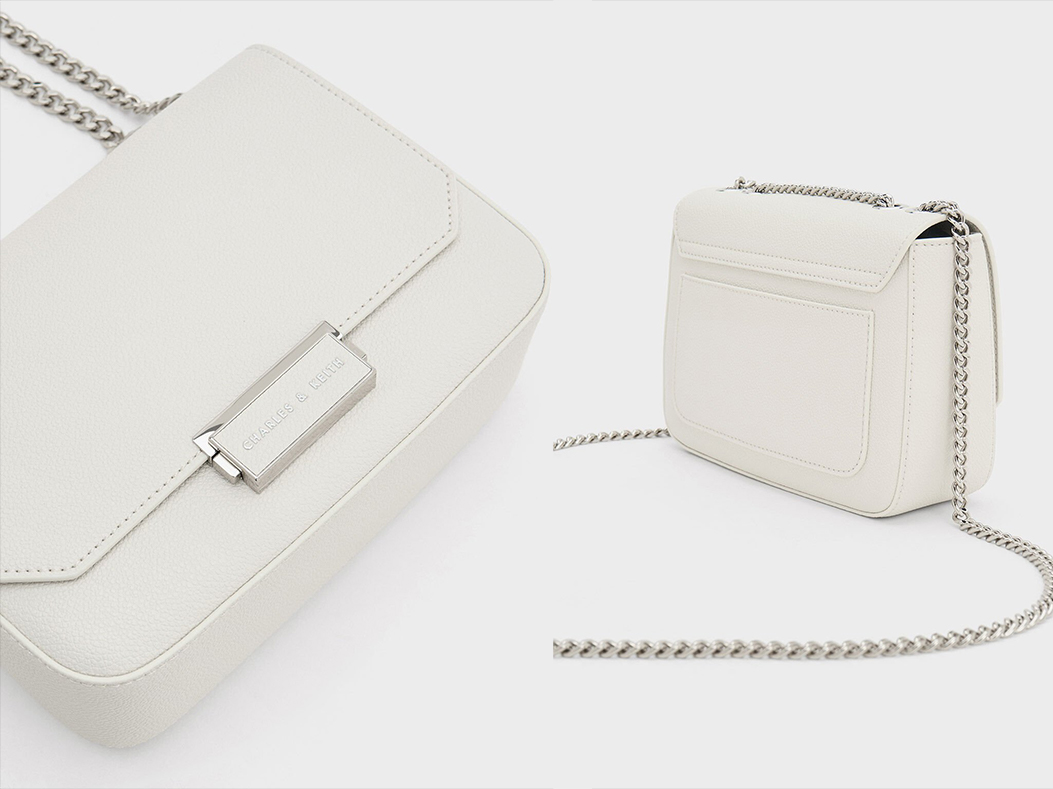 4、Chain Strap Shoulder Bag - White