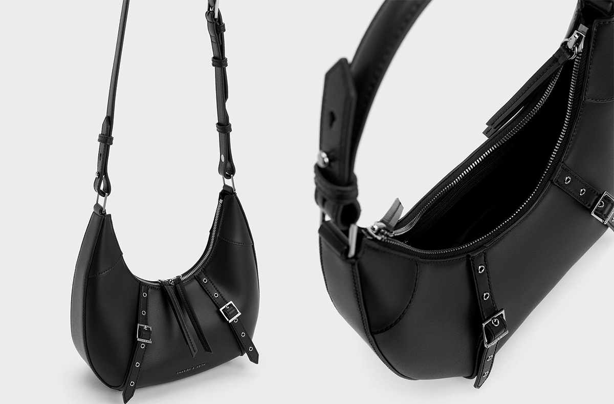 6、Grommet Crescent Hobo Bag - Noir