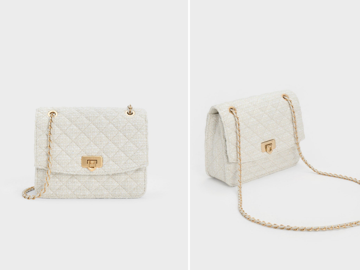 6、Cressida Tweed Chain Strap Bag
