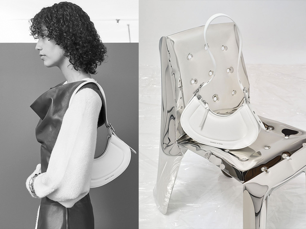 1、Petra Curved Shoulder Bag - White