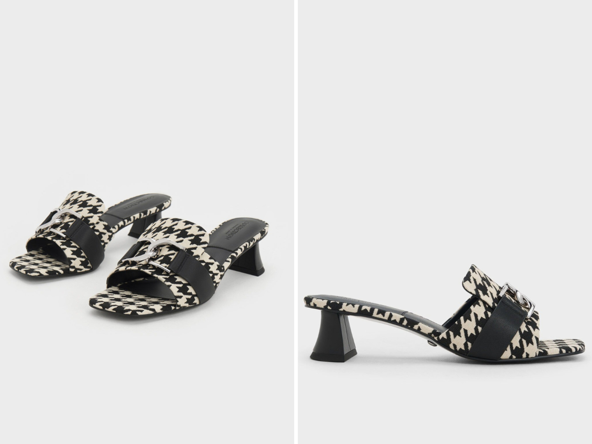 6、Gabine Houndstooth Leather Heeled Mules