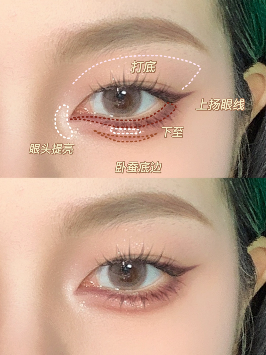 「倒置眼妆」画法将重点放在卧蚕和下眼线
