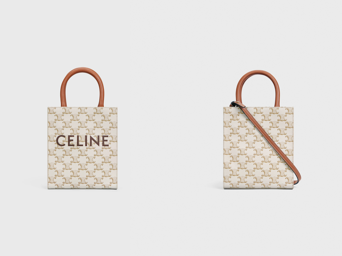 7、MINI VERTICAL CABAS IN TRIOMPHE CANVAS AND CALFSKIN WITH CELINE PRINT