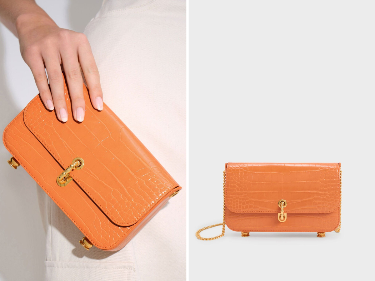 7、Meriah Croc-Embossed Clutch