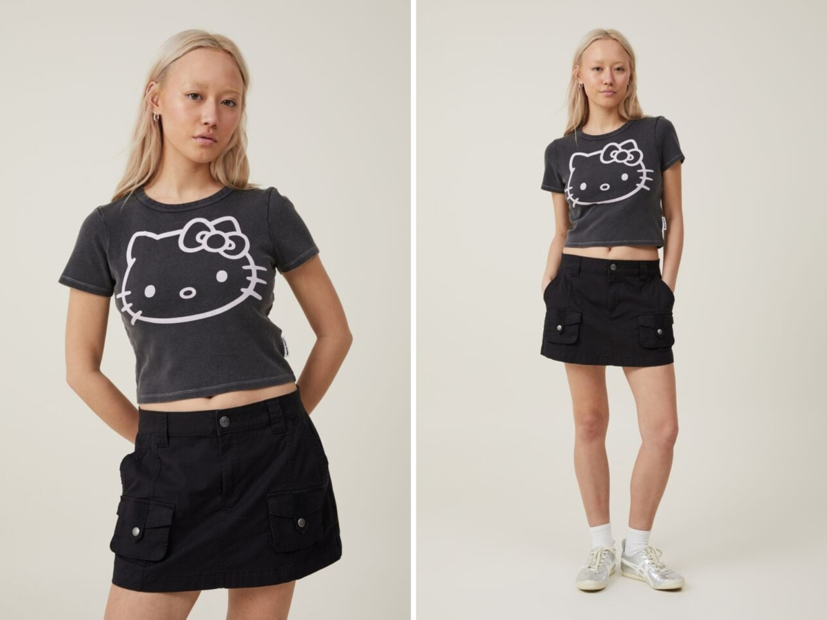hello kitty enlarged face_washed black