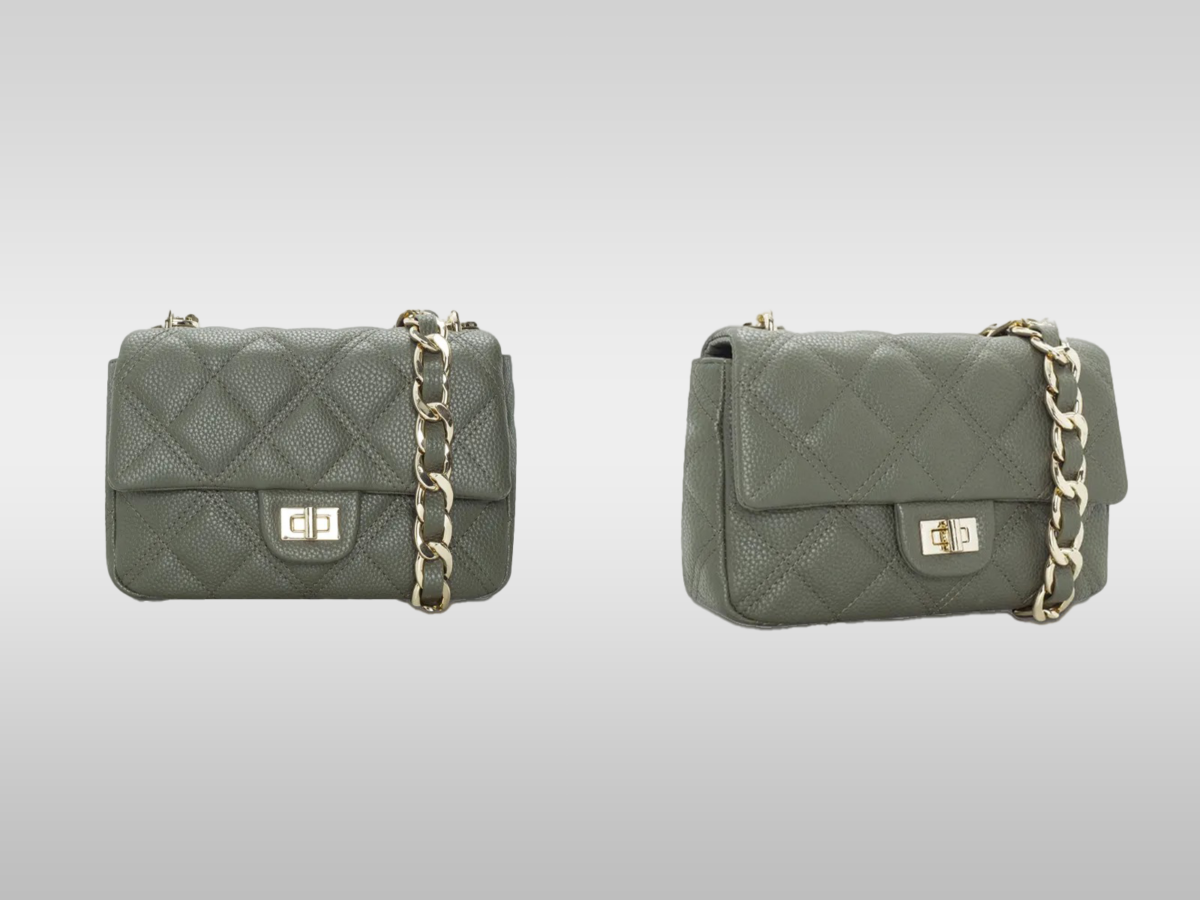 1、复古菱格纹口盖包