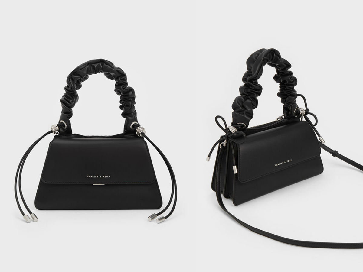 6、Cosette Ruched-Handle Trapeze Bag - Noir