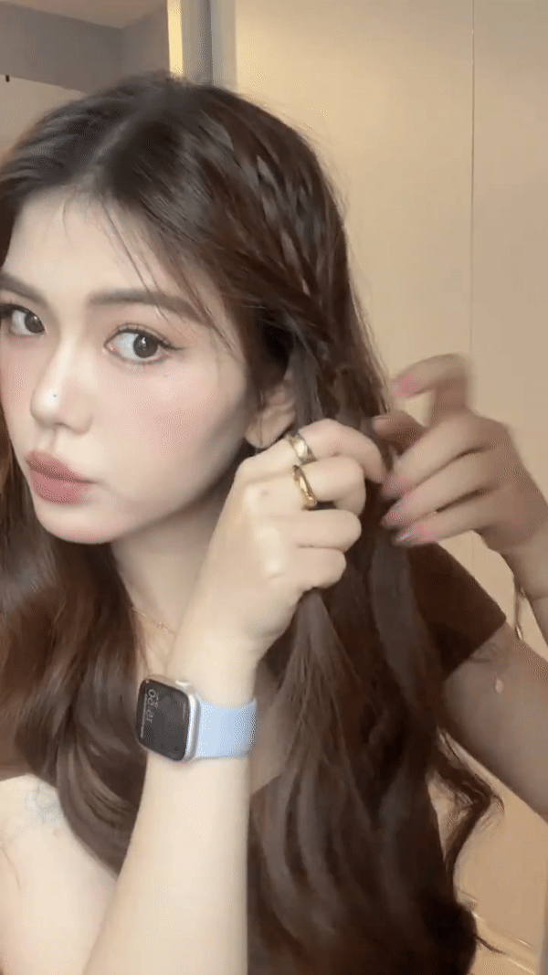 5、往下编麻花辫