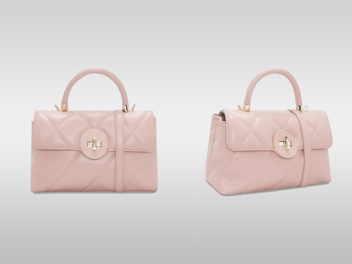 5、淑女风菱格纹手提肩背包