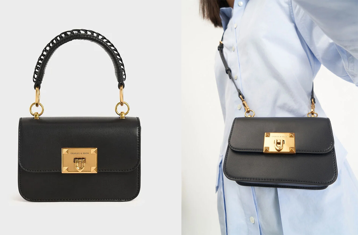 4、Metallic Turn-Lock Bag - Black