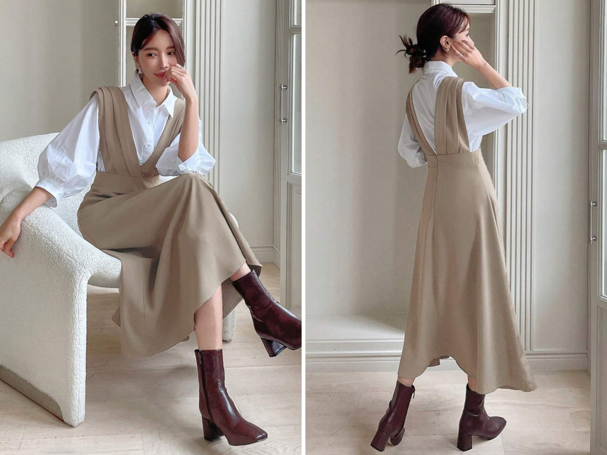 3、DAZY Solid Overall Dress Without Blouse