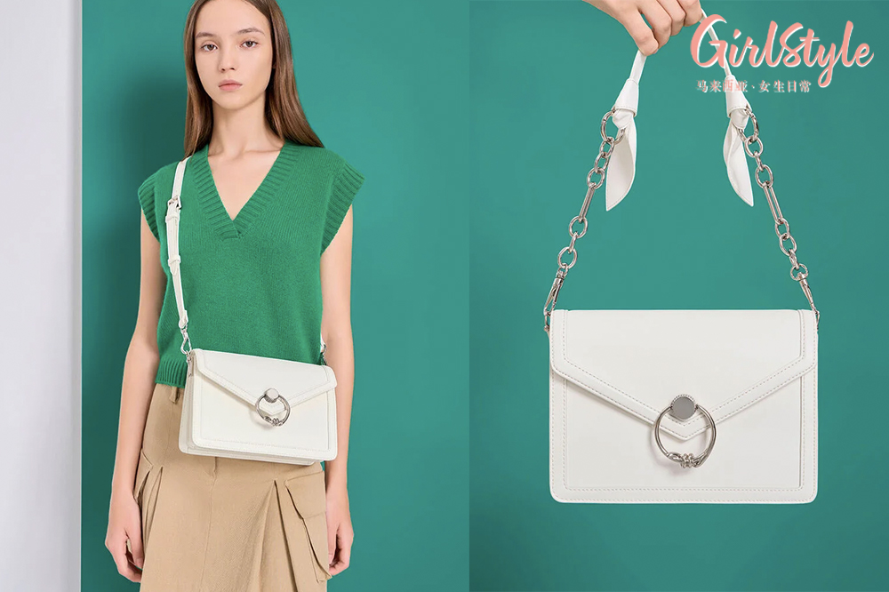 2、Joelle Envelope Shoulder Bag - White