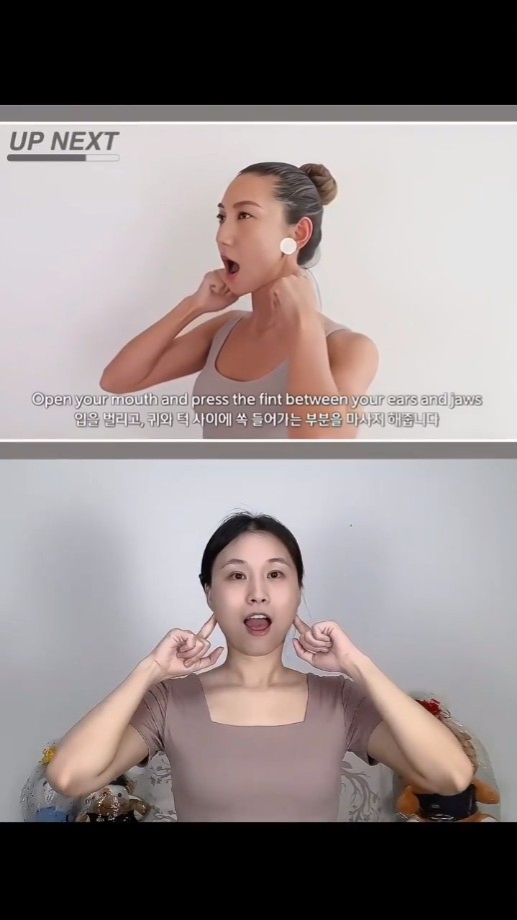 Step 6/ 张嘴按压耳朵下方