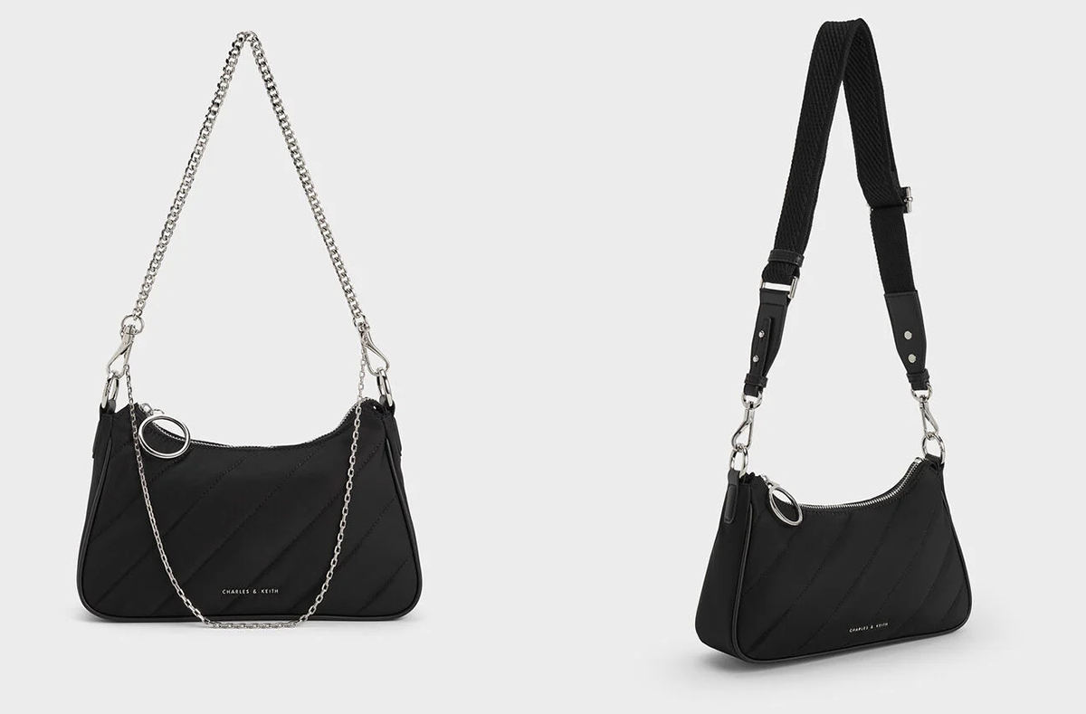 1、Philomena Nylon Puffy Chain-Strap Crossbody Bag - Noir