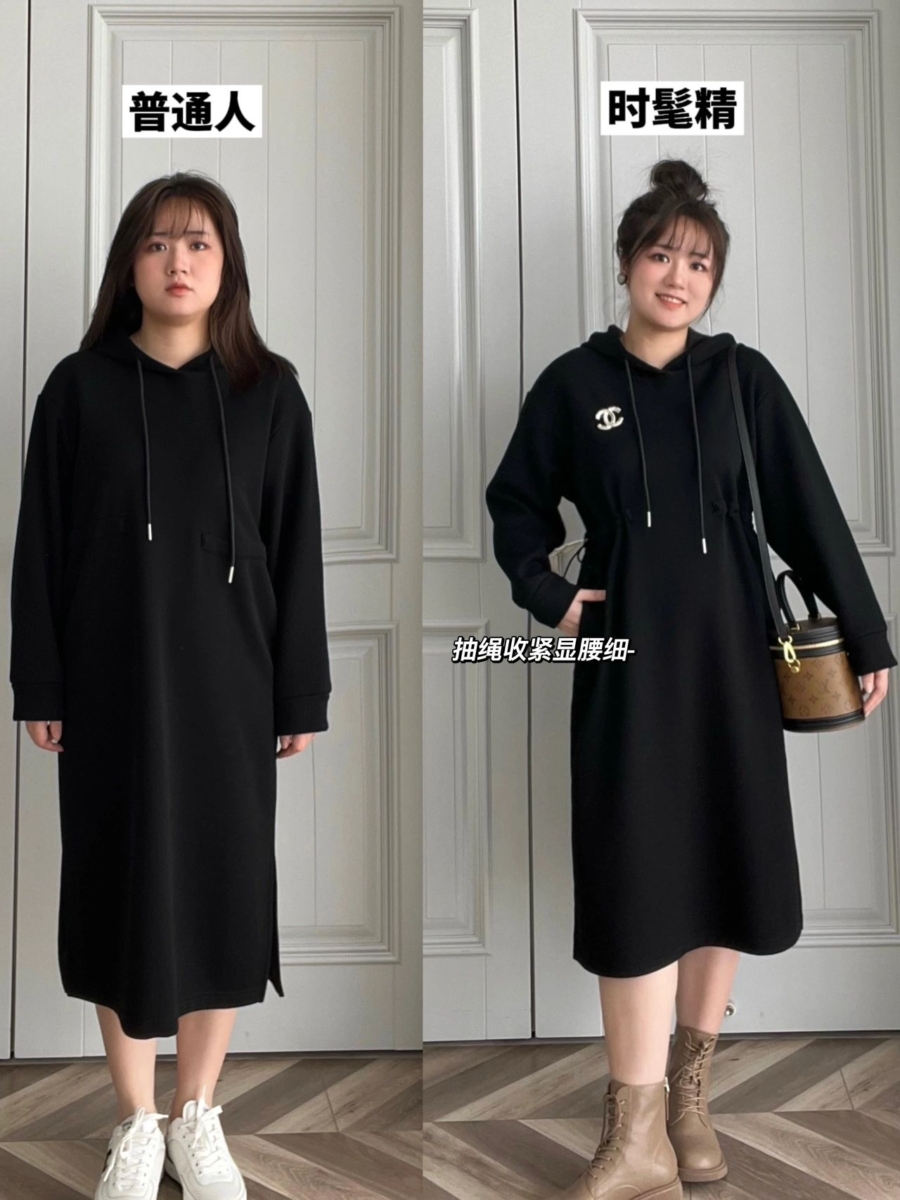 3、抽绳收紧显腰细