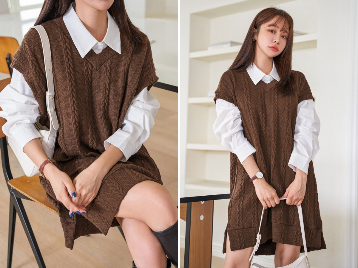 1、DAZY Kpop Split Hem Sleeveless Dress Without Blouse