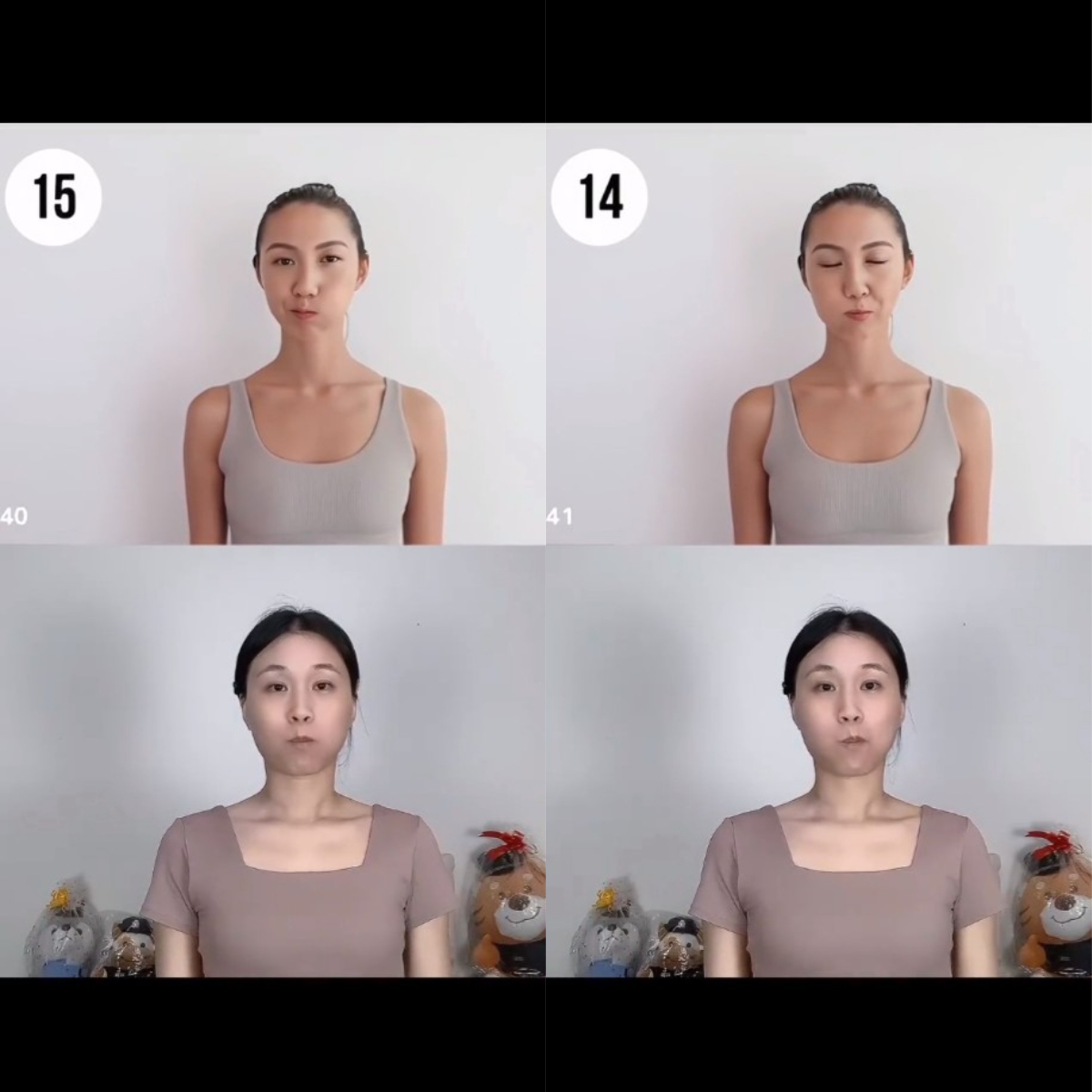 Step 2/ 左右交替鼓起脸颊
