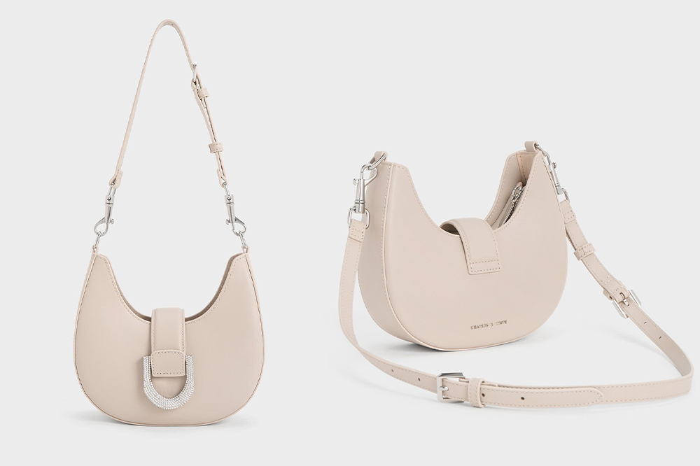 4、Gabine Leather Crystal-Embellished Hobo Bag