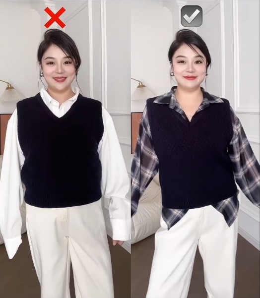 1、「马甲」叠穿技巧