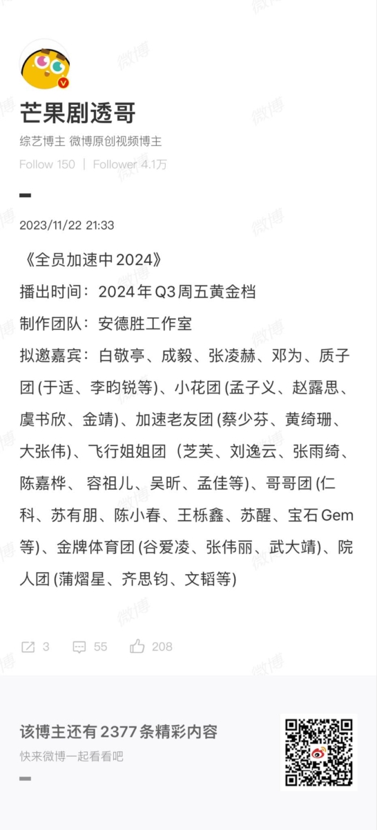 《全员加速中2024》拟邀嘉宾名单