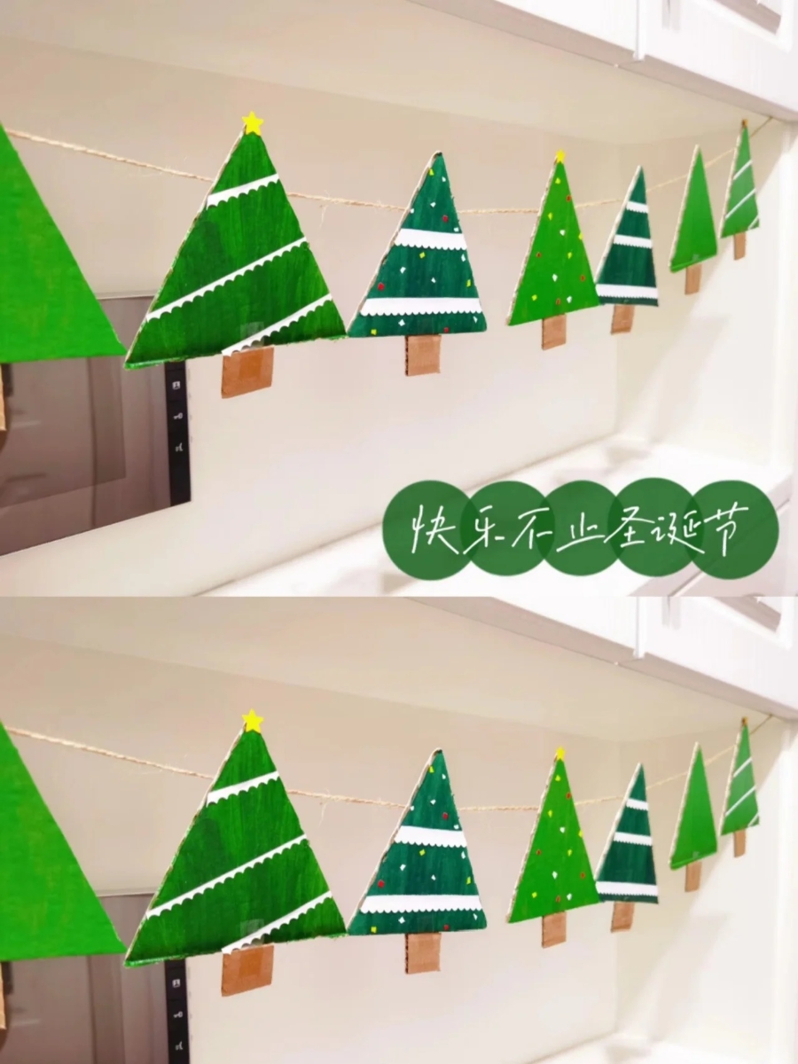 3、纸板圣诞树挂绳