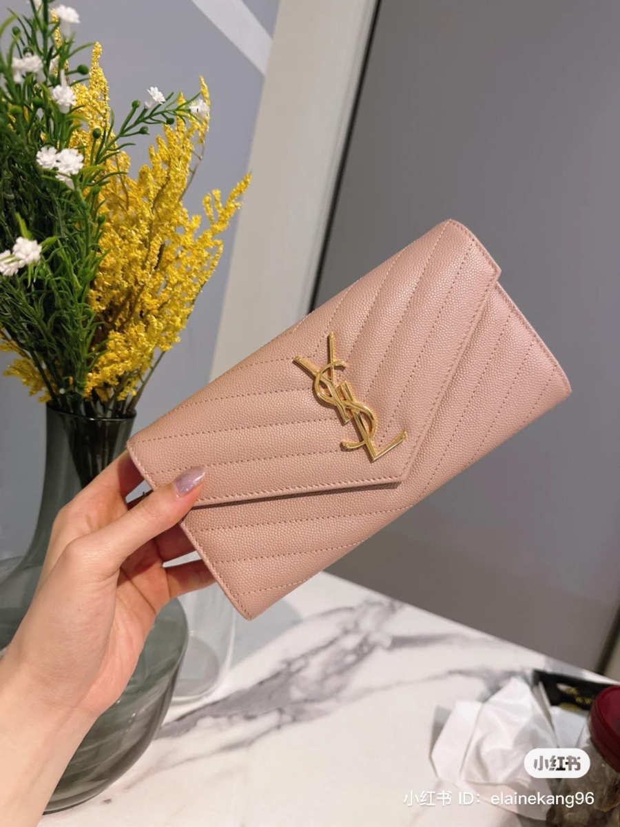 YSL 粉色信封钱包