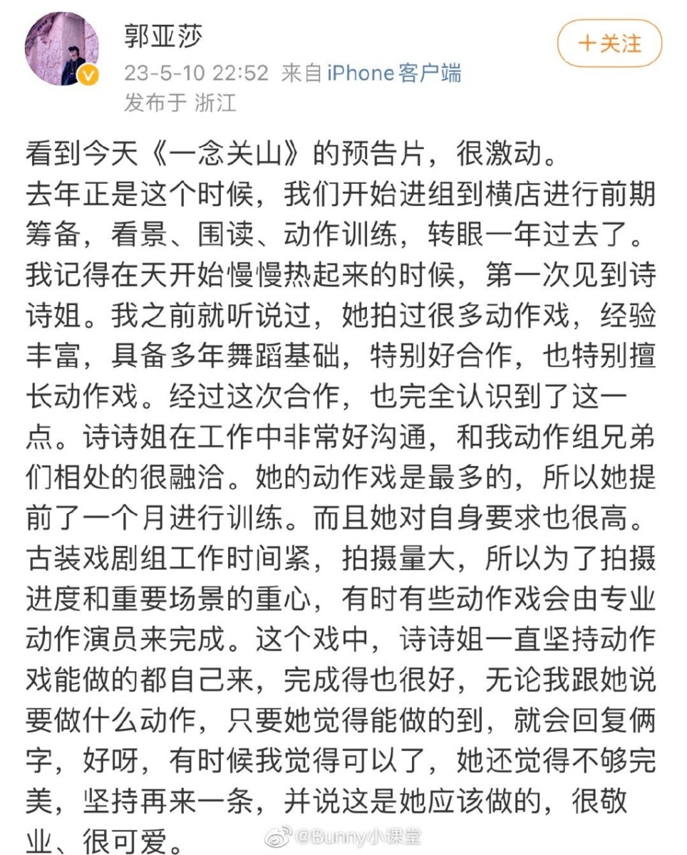 动作导演替刘诗诗发声
