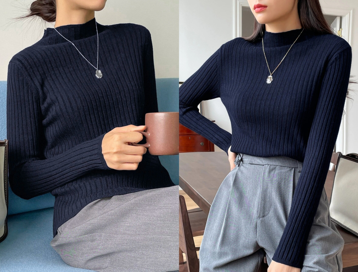 3、DAZY Solid Mock Neck Sweater