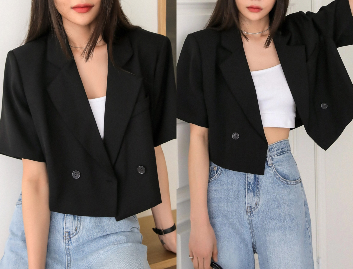 8、DAZY Double Breasted Crop Blazer