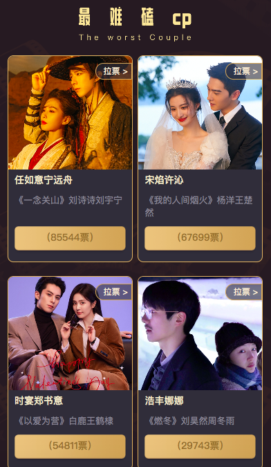 “最难磕CP”第一位