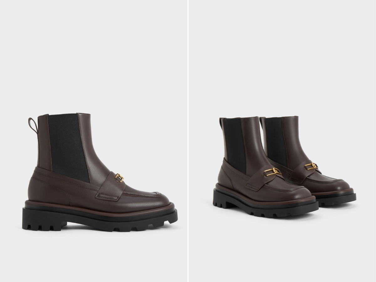 1、Gabine Leather Loafer Chelsea Boots - Dark Brown