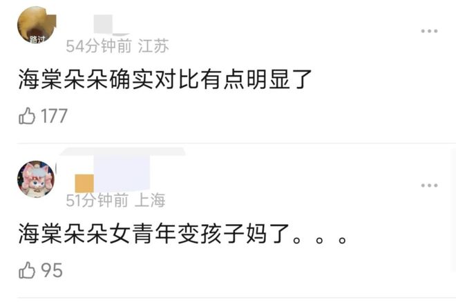 网友辣评海棠朵朵变孩子妈