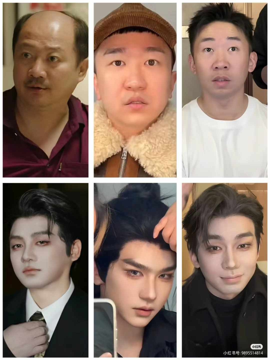 假若爆改后的张大大、杨迪和谢广坤组一个男团,绝对是会让人脸盲的程度。