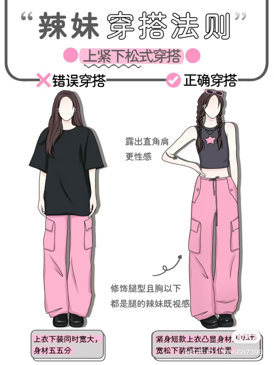 上紧下松式穿搭