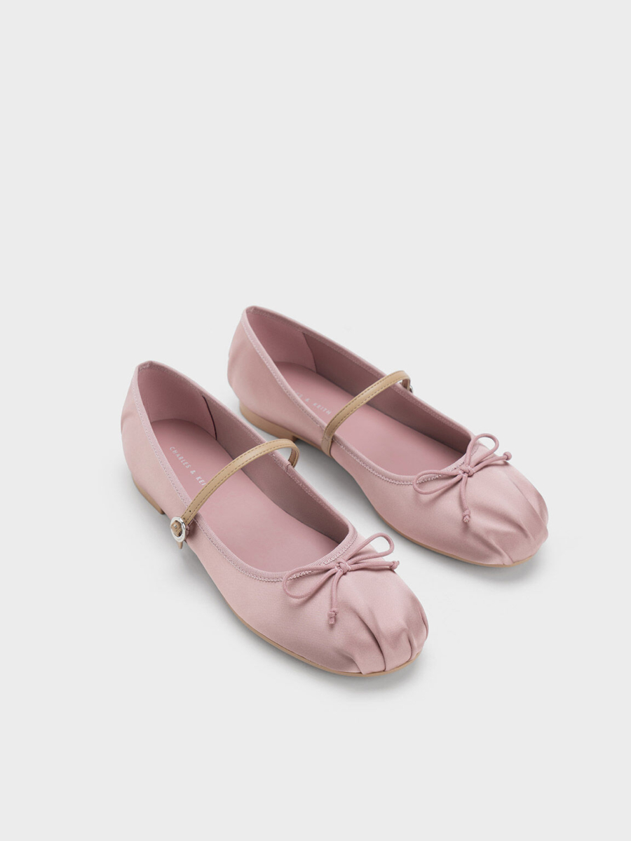 1、Satin Bow Mary Jane Flats