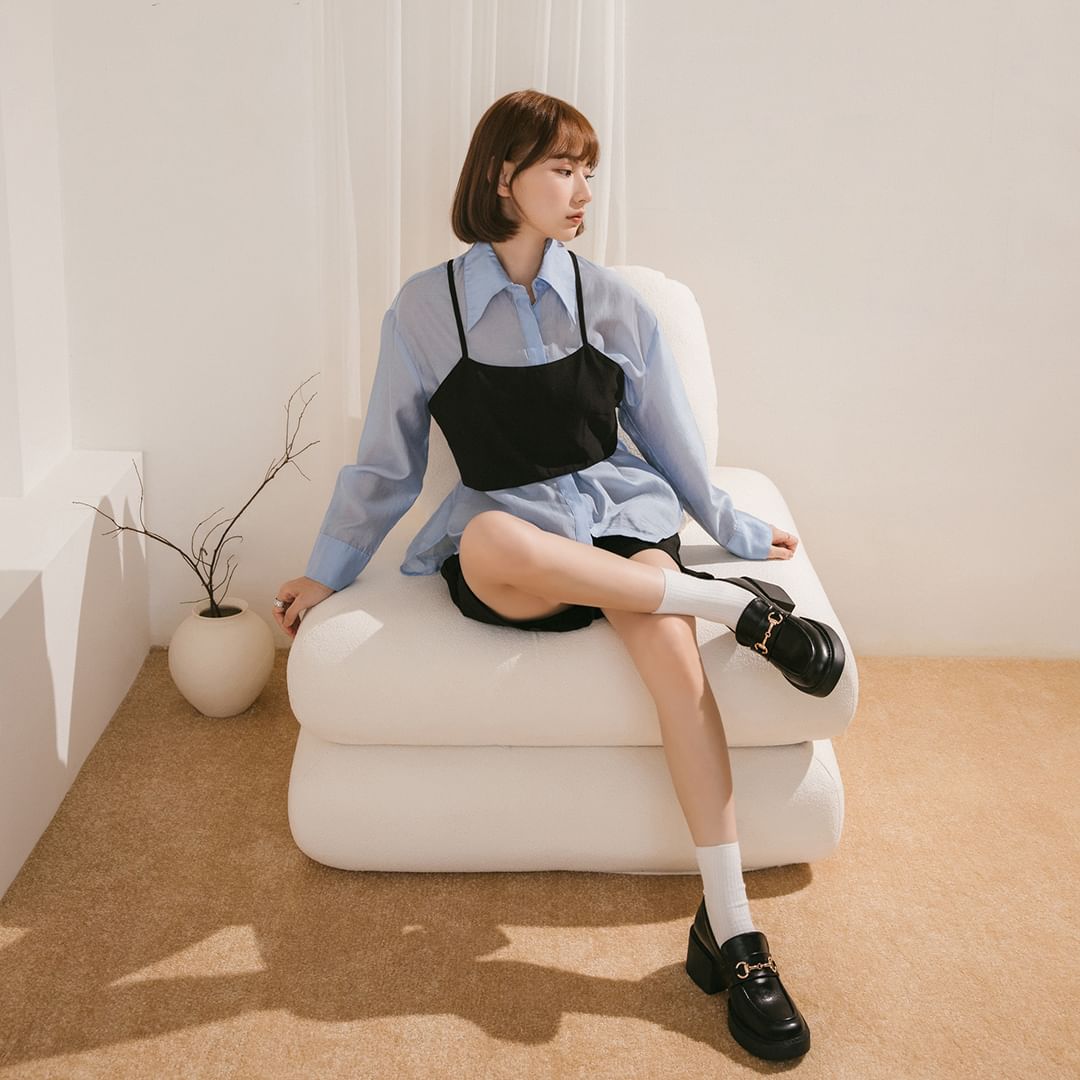 3 、粗跟乐福鞋