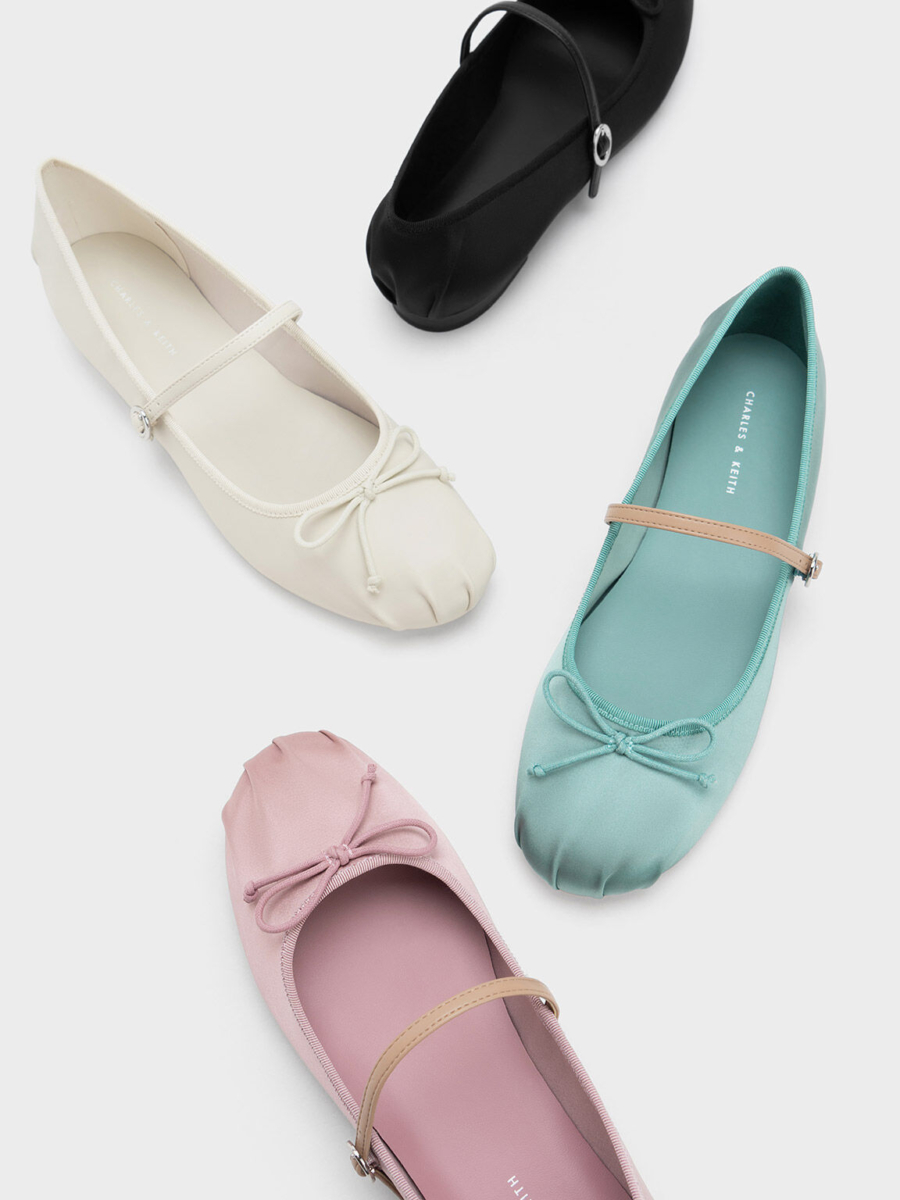 1、Satin Bow Mary Jane Flats